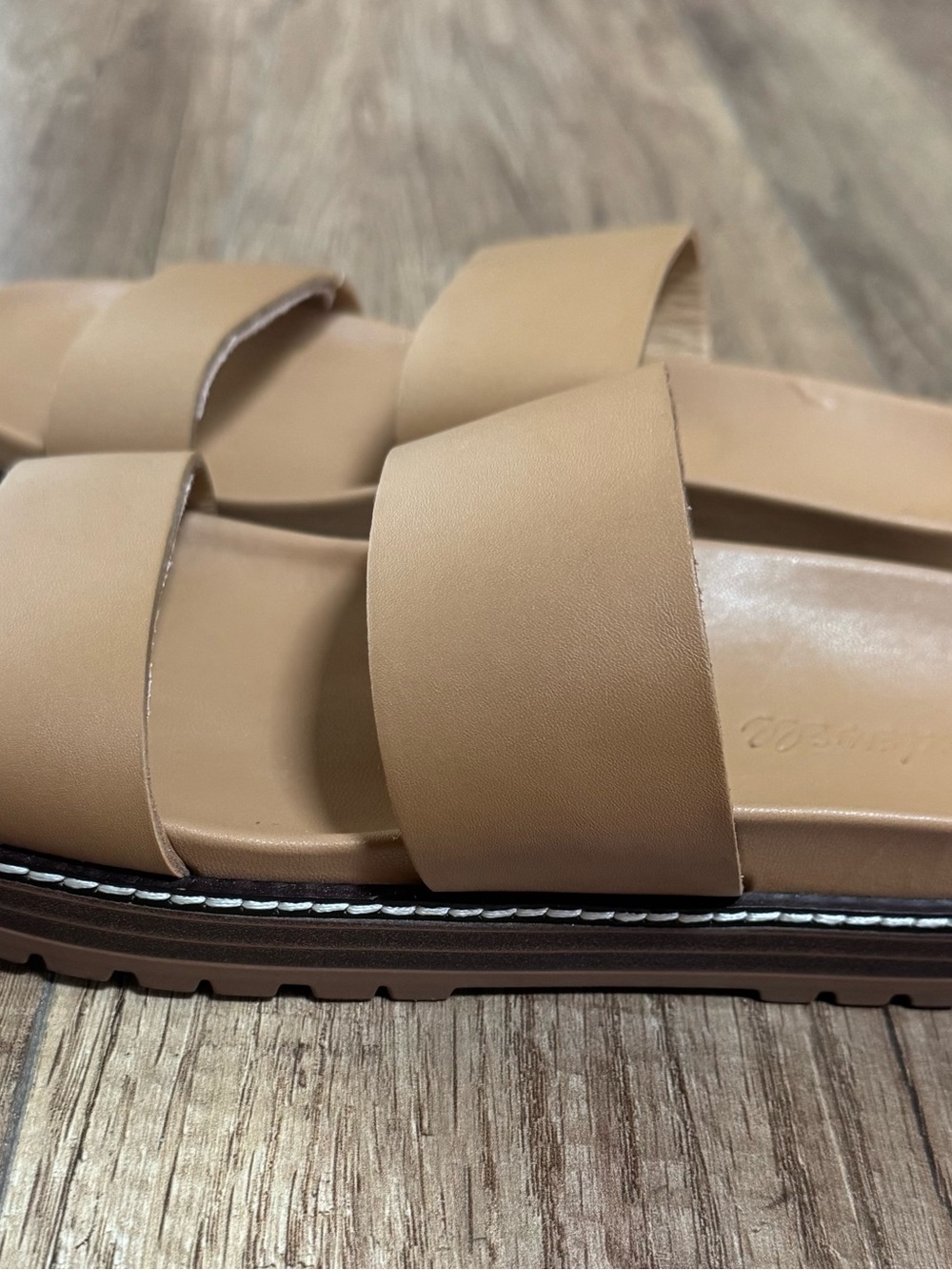 Madewell Charley Tan Double-Strap Platform Slide Sandals - Picture 2 of 3